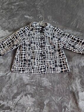 Appraisal Blazer Button Down Color Black And White 3/4 Sleeve Size Medium